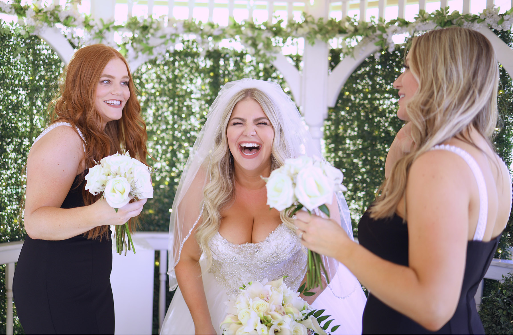 Vegas bride having fun with her friends on her wedding day