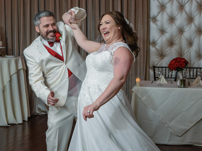 A happy couple on their wedding reception in Las Vegas